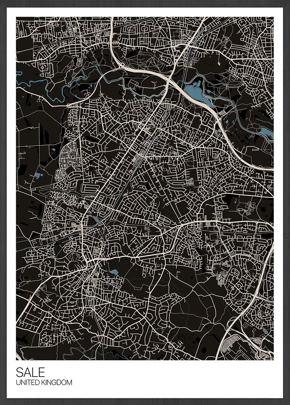 Sale Trafford Map Print black variant