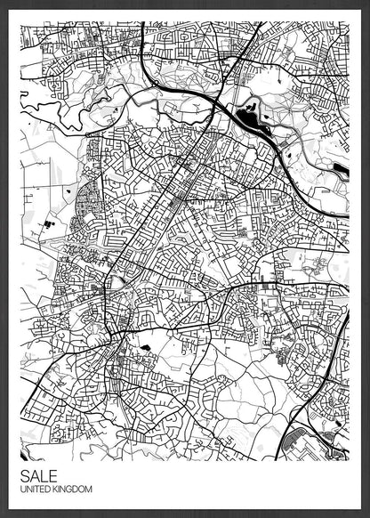 Sale Trafford Map Print in a frame