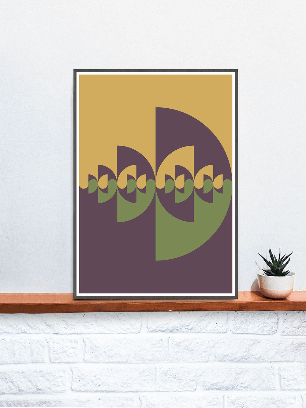 Sigil Earth Natural Abstract Print in a frame on a shelf