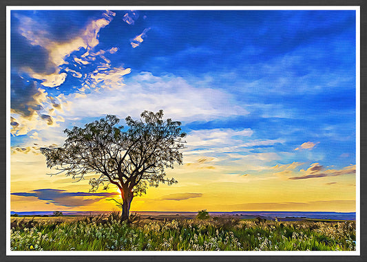 Solitary Tree at Sundown Beautiful Print
