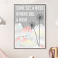 Weed and Wish Dandelion Botanical Print in a frame on a wall