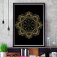 Space Odyssey Mandala Print in a frame on a shelf
