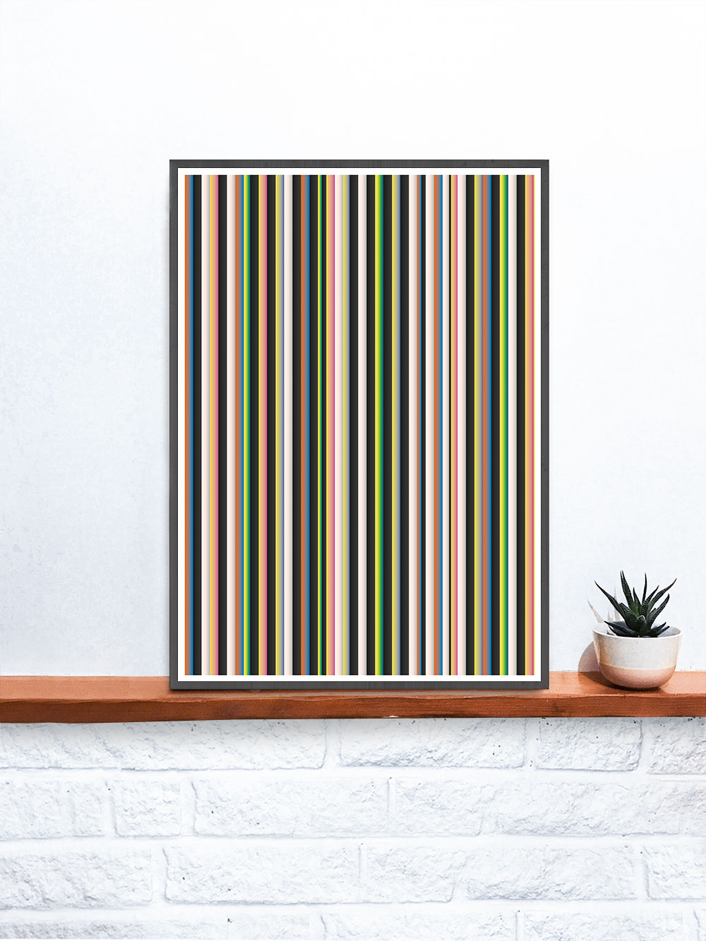 Stripes Print Digital Line Wall Art on a shelf