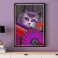 Fe-Line Stripey Cat Print in a frame on a wall