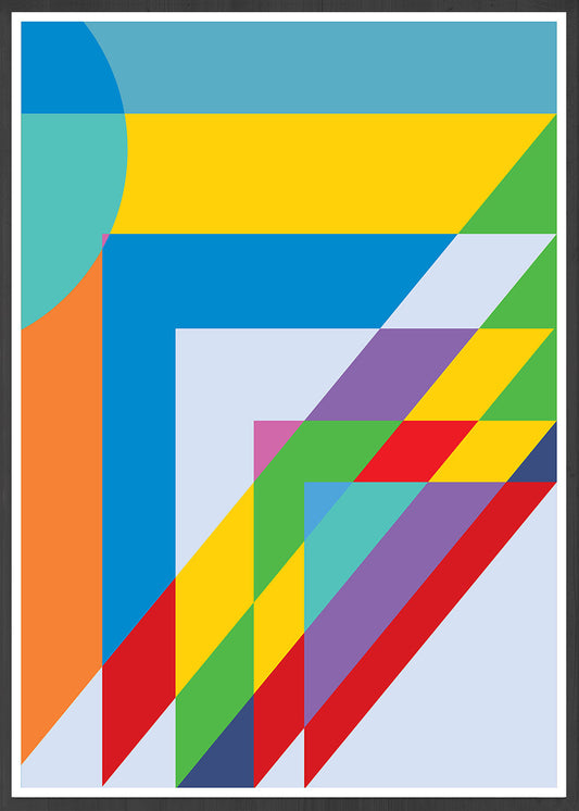 Sunday Morning Happy Days Geometric Shape Art in frame