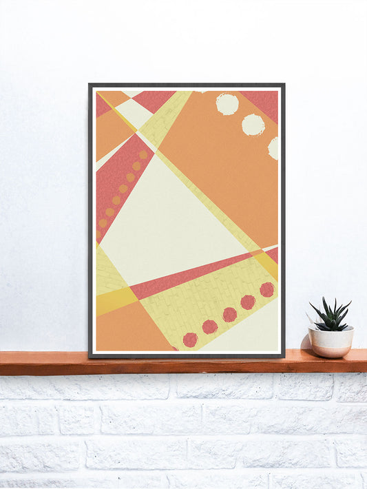Sunset Pattern Geometric Print on a shelf