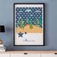 Dotted Line Matrix Retro Art Print in a frame on a wall