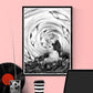 The Thinker Surreal Illustration Print in a frame on a wall