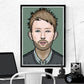 Thom Radiohead Art illustration in a frame on a wall