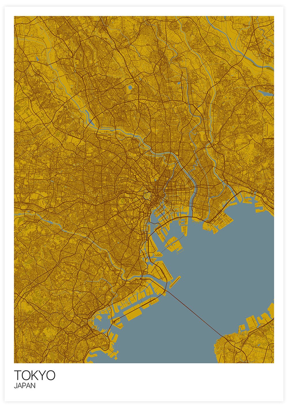 Tokyo City Map Print not in a frame
