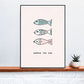Under the Sea Fish Art Print  in a frame on a shelf