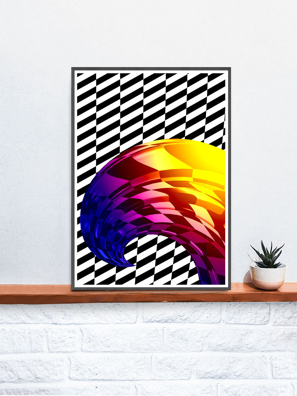 Wave Abstract Pattern Art Print on a shelf